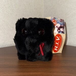 Giant Microbes “HIV” Black Plush Toy with Red Ribbon